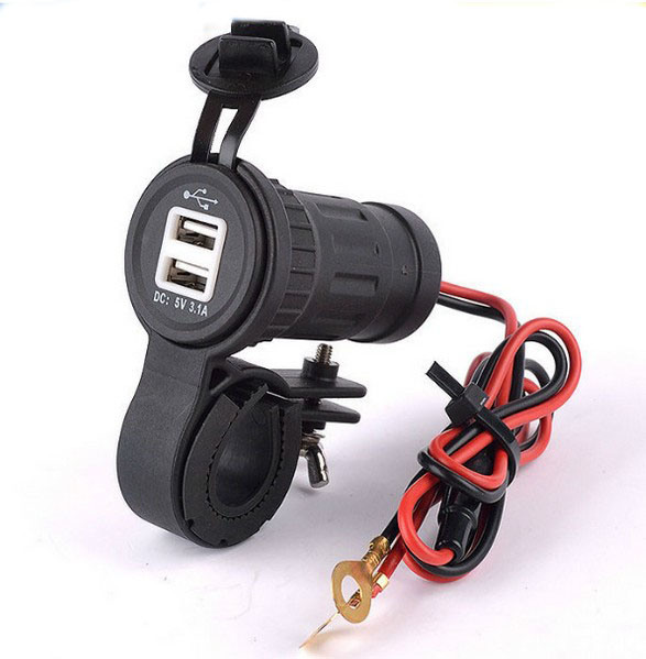 Waterproof Motorcycle Handbar USB Scoket Power Phone Charger with 60 Cm Line Length Send 2PCS Fuse as Gift