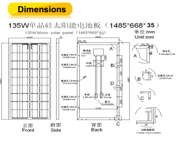 135W Solar Panel with TUV&CE Certificate