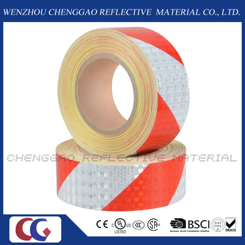 Red and White PVC Stripe Caution Reflective Adhesive Tape (C3500-S)