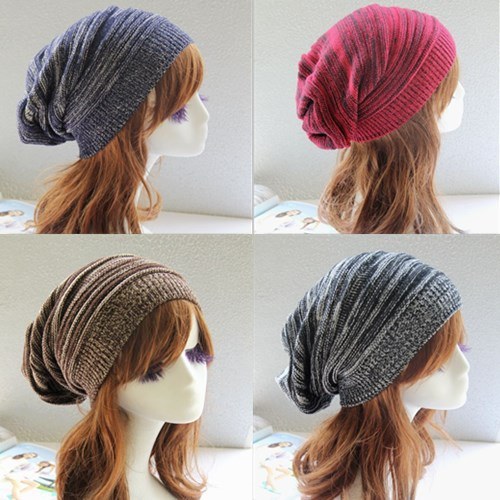 Womens Autumn Winter Warm Knitted Slouchy Cross Caps Beanie Braided Twisted Cable Hat (HW109)