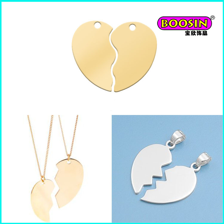 Fashion Jewelry Design Cheap Alloy Gold Necklace Broken Heart Pendant