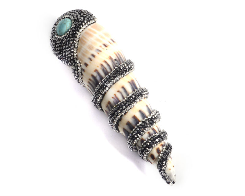 Fashion Sea Snail Shell Gemstone Pendant Jewelry Pave with Rinestone