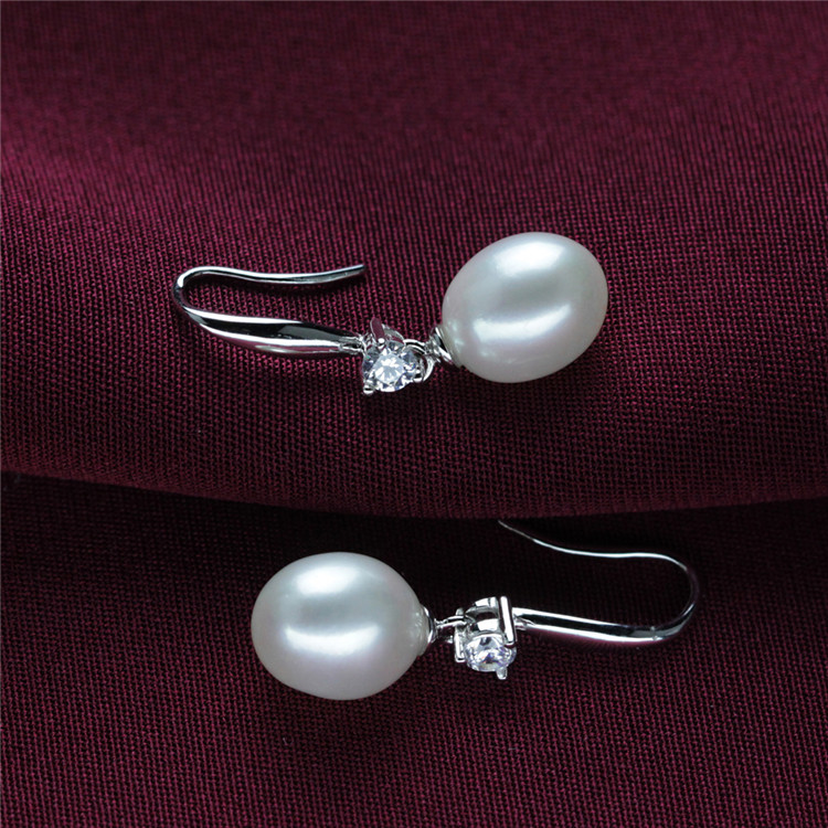 Dangle Drop Natural Genuine 925 Silver Pearl Earring