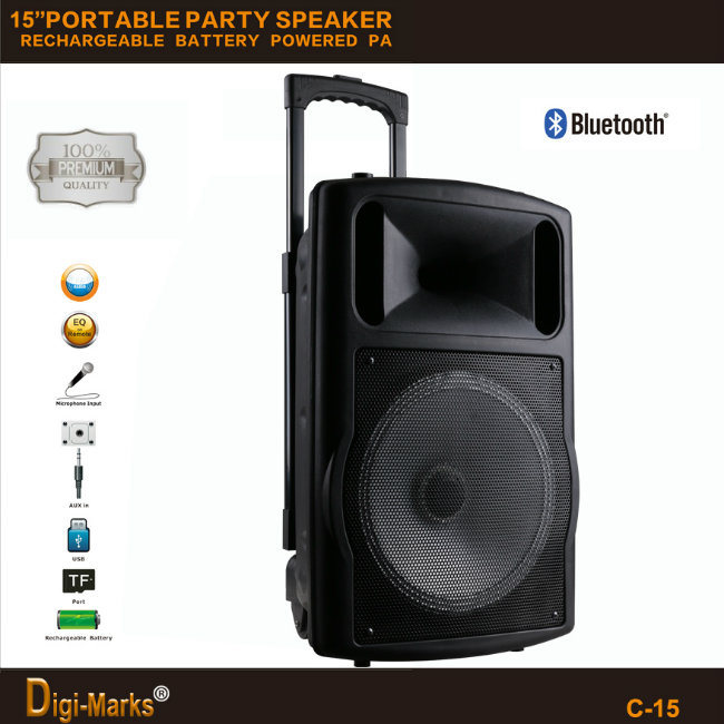 Guangzhou Manufacturer Price Multi-Functional Bluetooth Stereo Battery Active Trolley Speaker