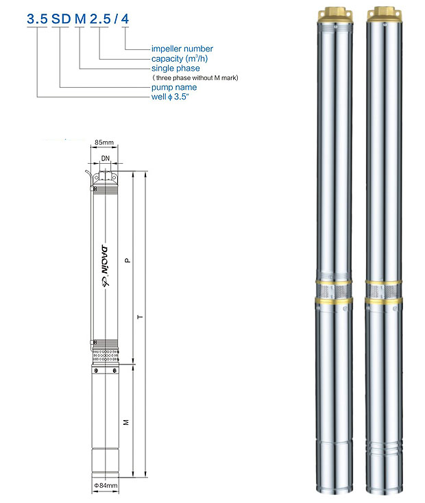 3.5inches Ss Submersible Pump (3.5SD2.5/4)