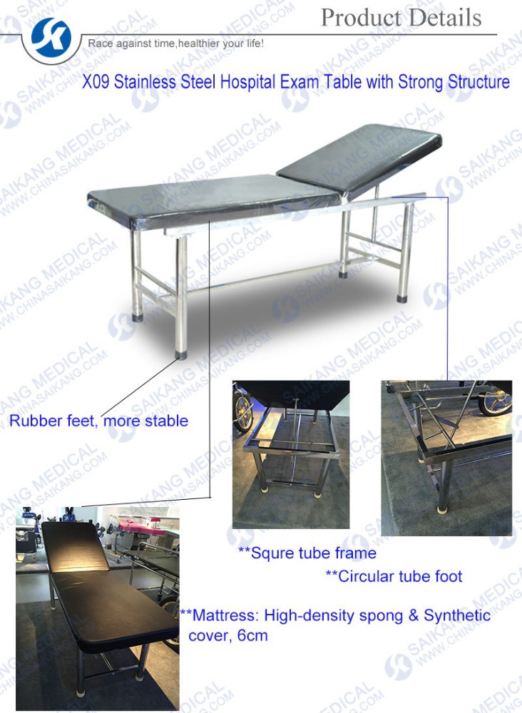 Hydraulic Portable Medical Examination Bed with Function of Lifted up