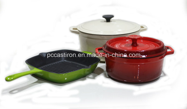 3PCS Enamel Cast Iron Cookware Set FDA Approved Factory