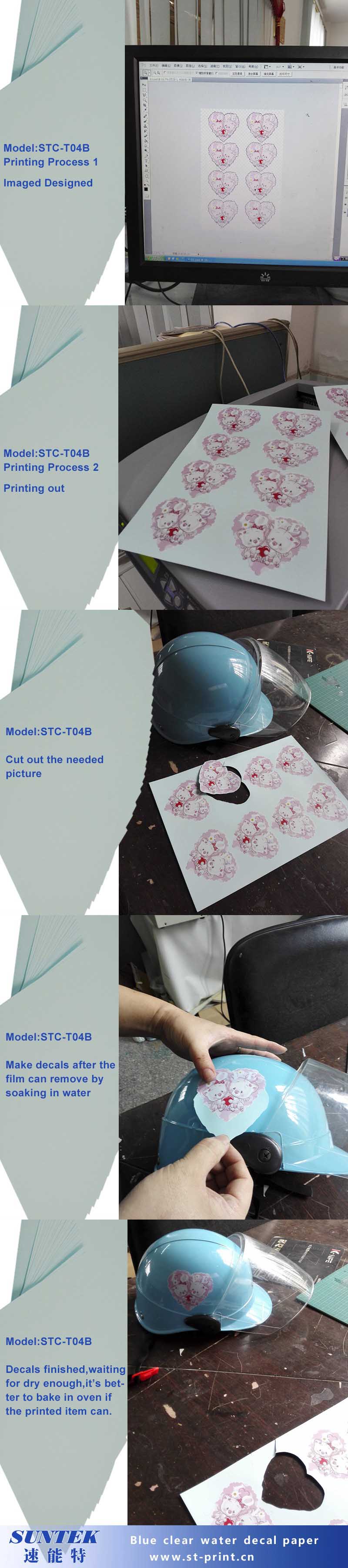 Blue Based Clear Inkjet Water Slide Decal Transfer Printing Paper