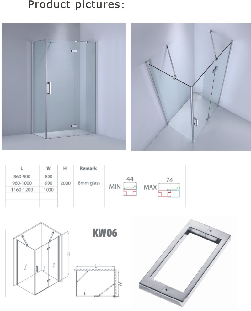 Bathroom Adjustable Shower Cabin with Solid Brass Hinge (AKW06)