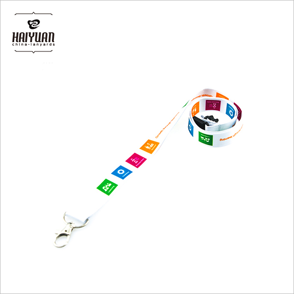 Four Colors Heat Transfer Printing Lanyard with Metal Clip