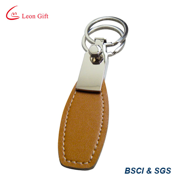 Two Rings Leather Keychain for Promotion Gift