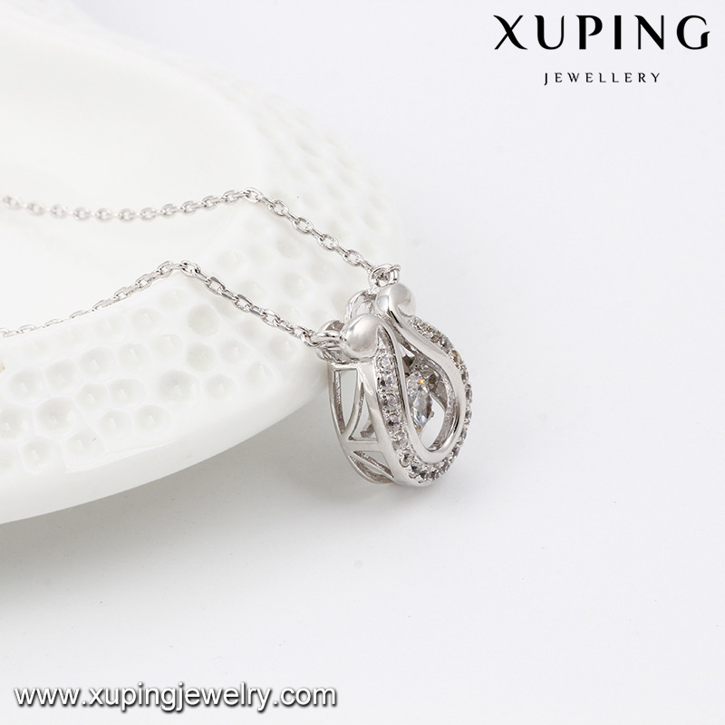 Necklace-00073 Fashion Elegant Rhodium Imitation Crystals From Swarovski Jewelry Pendant Necklace