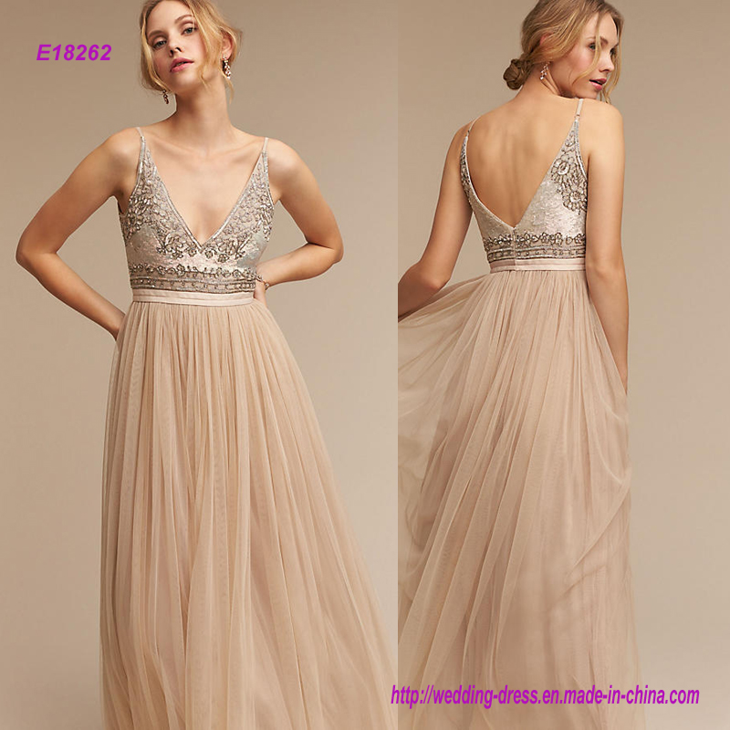 an Iridescent Beaded Bodice and Layered Tulle Romantic Evening Dress