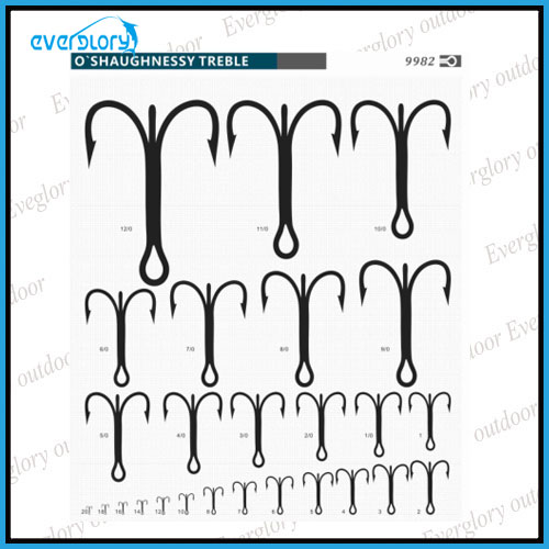 High Strength and Sharp O' Shaughnessy Treble Hooks