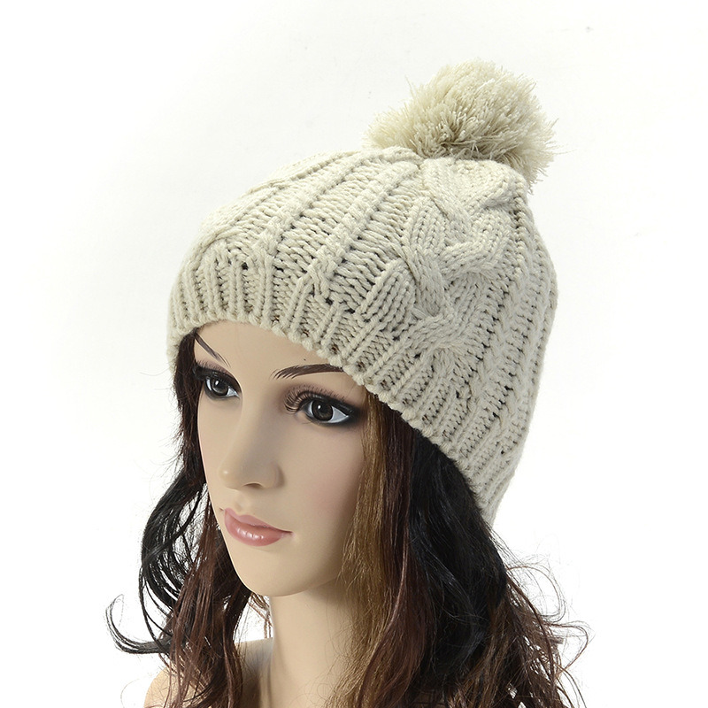 Womens Mens Unisex Ball Cap POM POM Knitted Winter Warm Beanies Thick Hat (HW104)