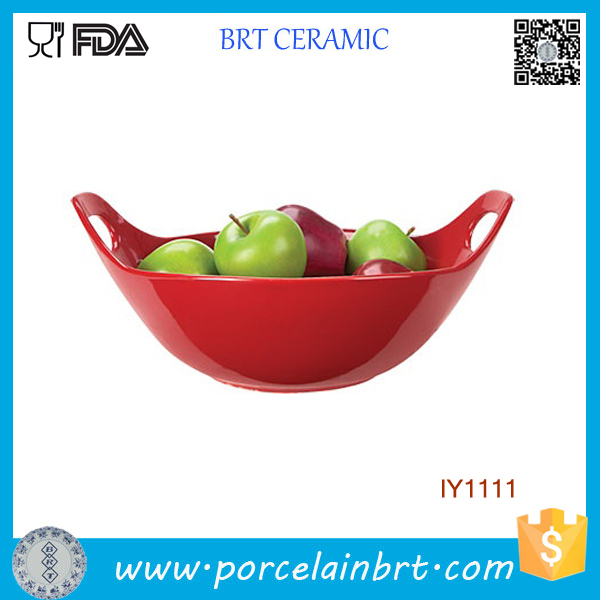 Wholesale Modern Colorful with Handle Ceramic Fruit Bowl
