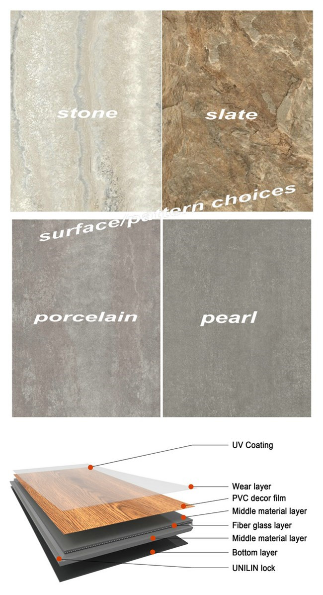 Ceramic Bead Unilin Click Lvt Stone PVC Vinyl Flooring