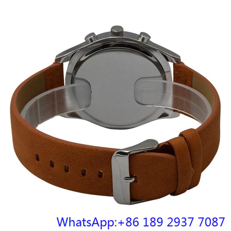 Top-Quality Stainless Steel Quartz Watch with Genuine Band, Man Chronograph Watches (HLJA-15176)