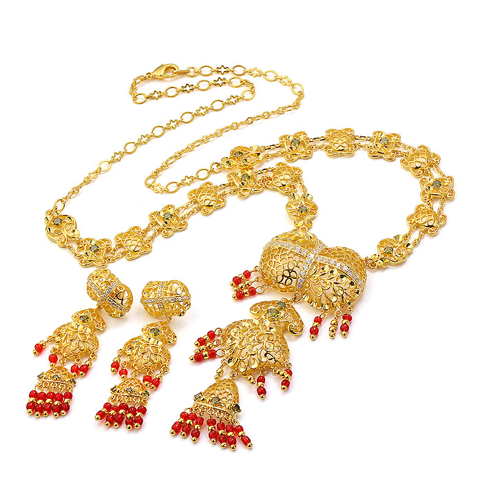 Special Luxury 24k Gold Imitation Jewelry Zircon Fashion Set 60268