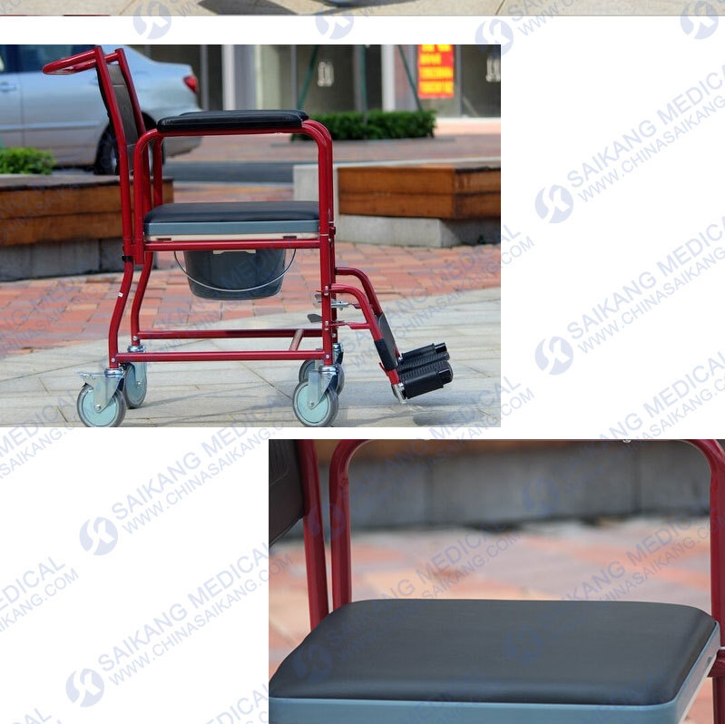 Plastic Commode Seat with Cushion & Buchet (CE/FDA/ISO)