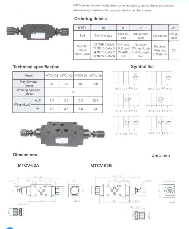 Mtcv Series Modular Throttle Check Valves