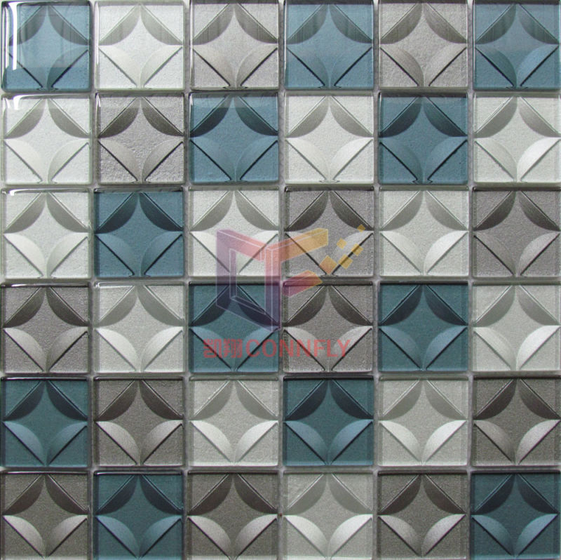 Grey and Silver Color 3D Crystal Glass Mosaic Tile (CFC684)