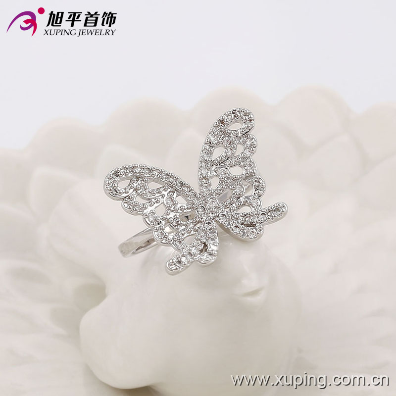 Latest Cool CZ Butterfly Rhodium Jewelry Finger Women Ring -13665