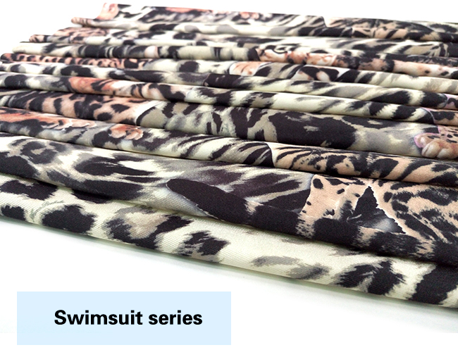 Leopard Printed High-Stretch Polyester Spandex Swimwear Fabric