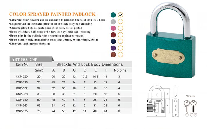 Are Shape Normal Key Lovely and Nice Color Sprayed Painted Padlock