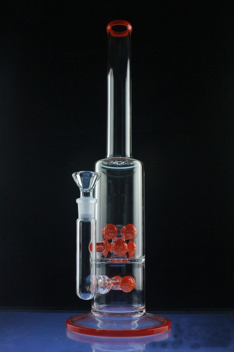 Double Red Cross Mega Tube Glass Smoking Water Pipe (ES-GB-579)