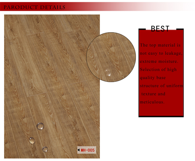 Maple Oak Walnut V-Grooved Waterproof Laminate Wood Flooring