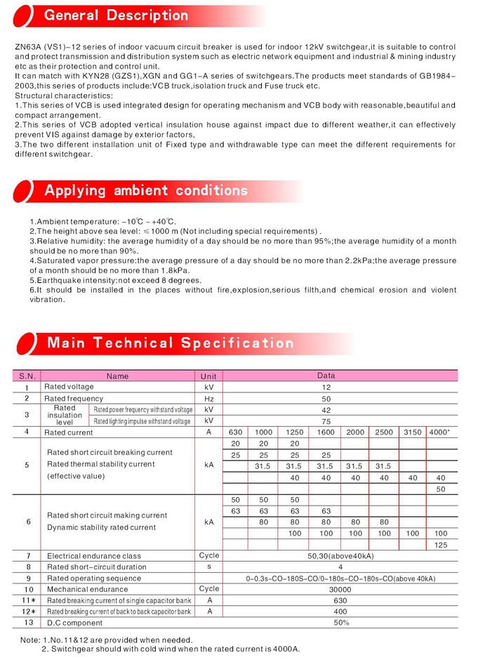 12kv Indoor High Voltage Vacuum Circuit Breaker