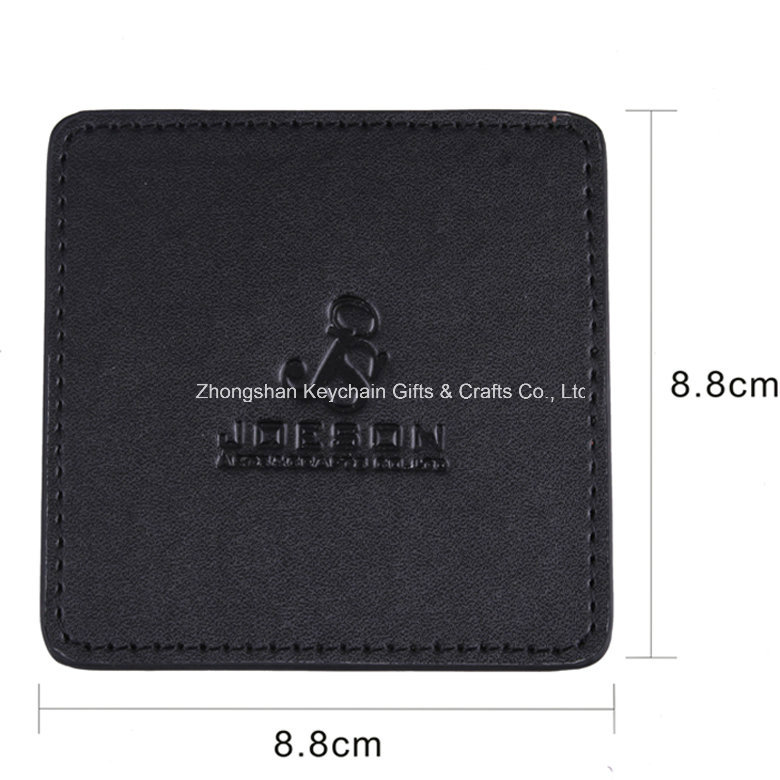 Custom Square Black PU Leather Coaster with Company Logo