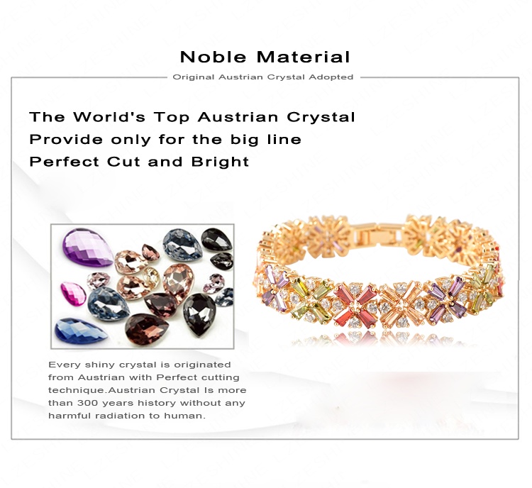 Women Gold Inlaid Zircon Wedding Bridal Bracelets (CBR0011-C)