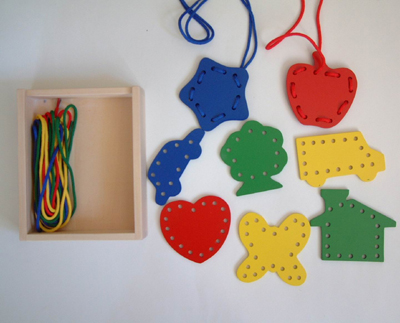 Wooden Lacing Toy with Different Shapes (80164-2)