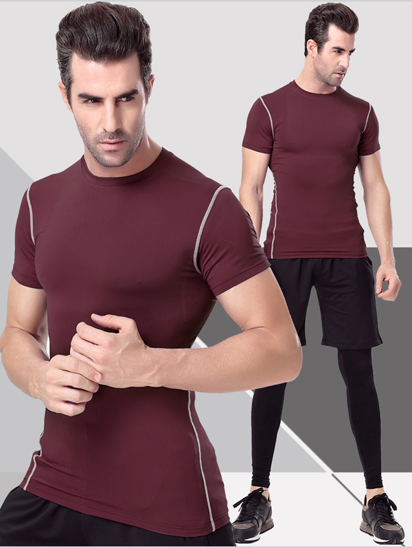 Plain Spandex/Polyester Sportswear Gym T-Shirt for Men