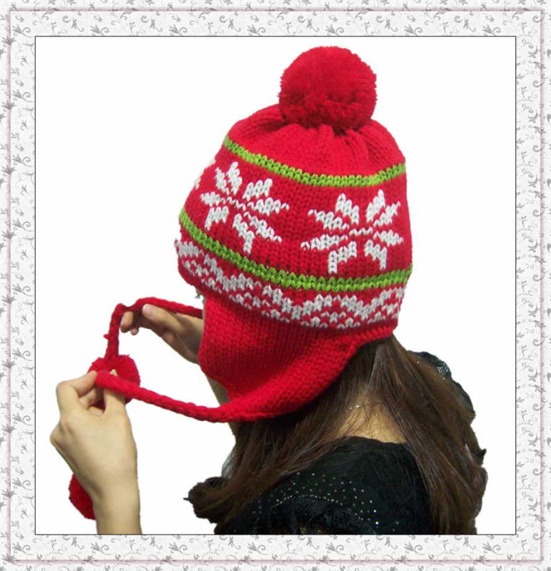 China Character Winter Knitted Beanie Hat with Pompon Balls for Girls (1-3505)