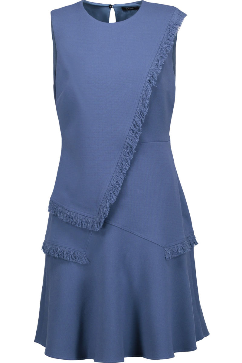 Ellery Layered Fringed Crepe Mini Dress Raoul Blue Ellery Dress