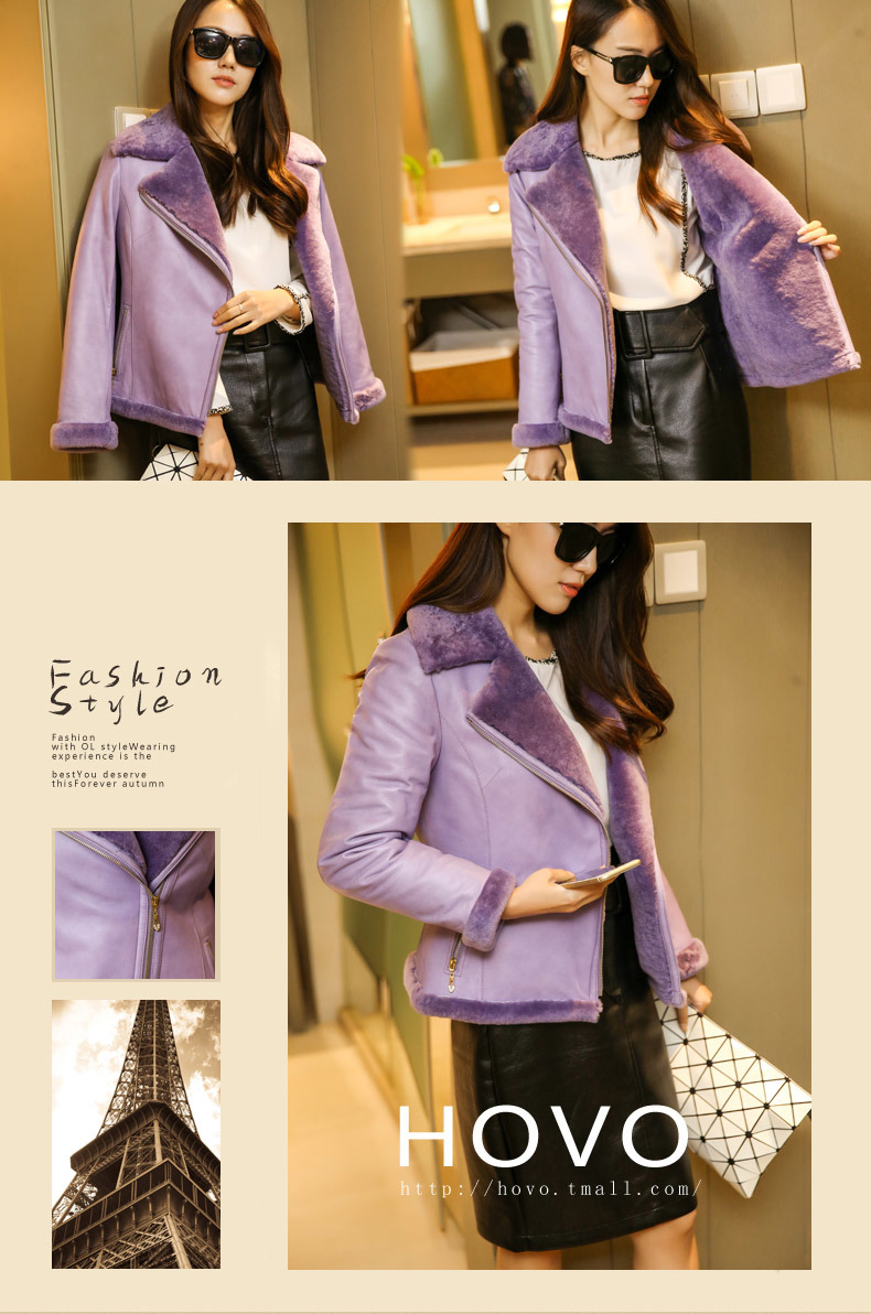 Fashion Women's Shearling Coat Short Style