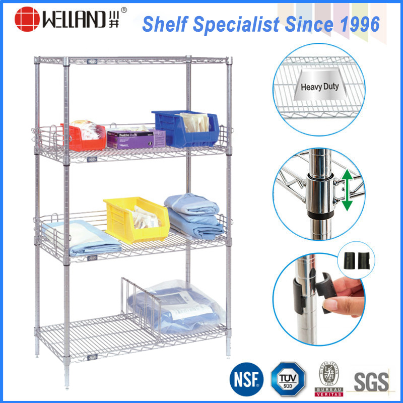 NSF Metro Standard Healthcare Chrome Metal Storage Shelving for Hospital Use