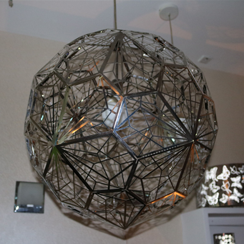 European Hotel Decorative Polygon Stainless Steel Round Pendant Lamp