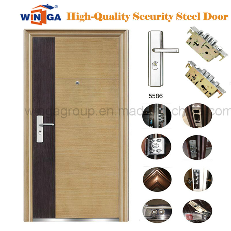 Wood Brown Color Security Iron Metal Steel Door (W-S-115)