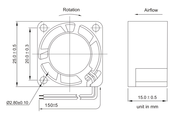 High Air Impedance DC2515 Cooling Fan