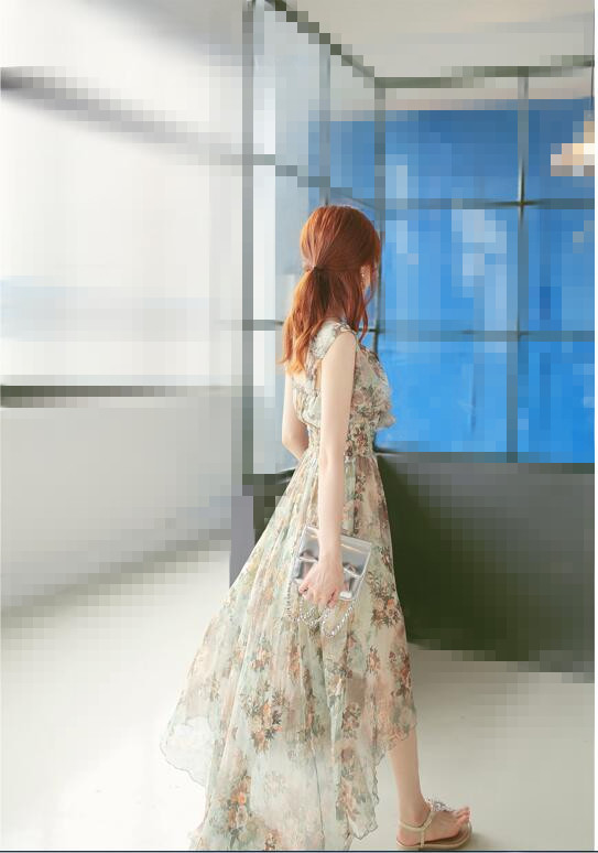 Floral Print Chiffon Long Summer Dresses