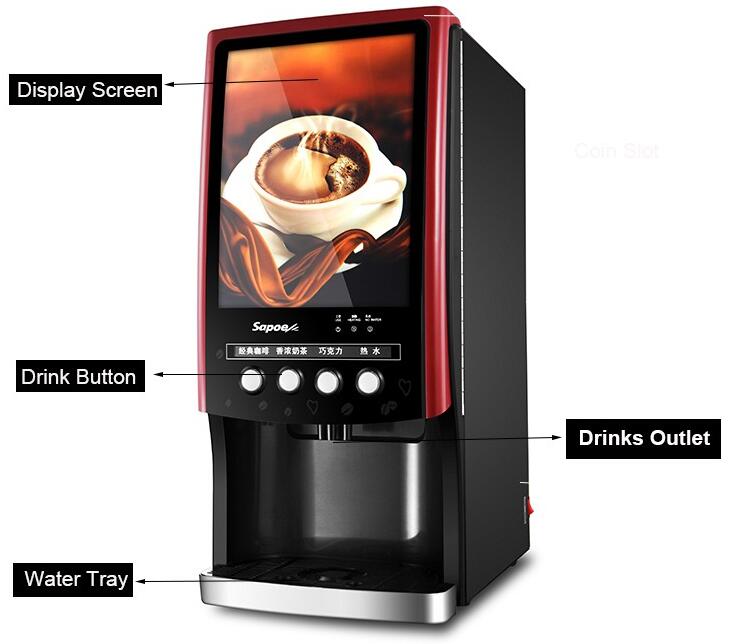 Commercial Fully Automatic Coffee Vending Machine Sc-7903elwp Red