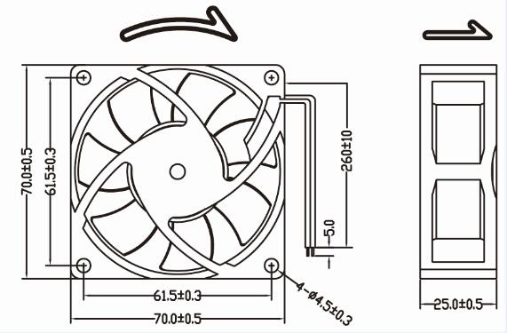 Ce RoHS UL Approved 70mm 7025 48V High Powerful 12V DC Brushless Cooling Fan