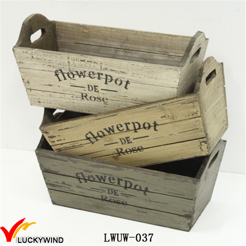 Multi-Color Distressed Wooden Planter for Garden Indoor Usage