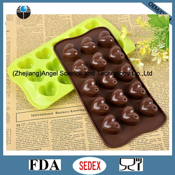 15-Cavity Silicone Chocolate Mold Heart Silicone Ice Mold Sc42