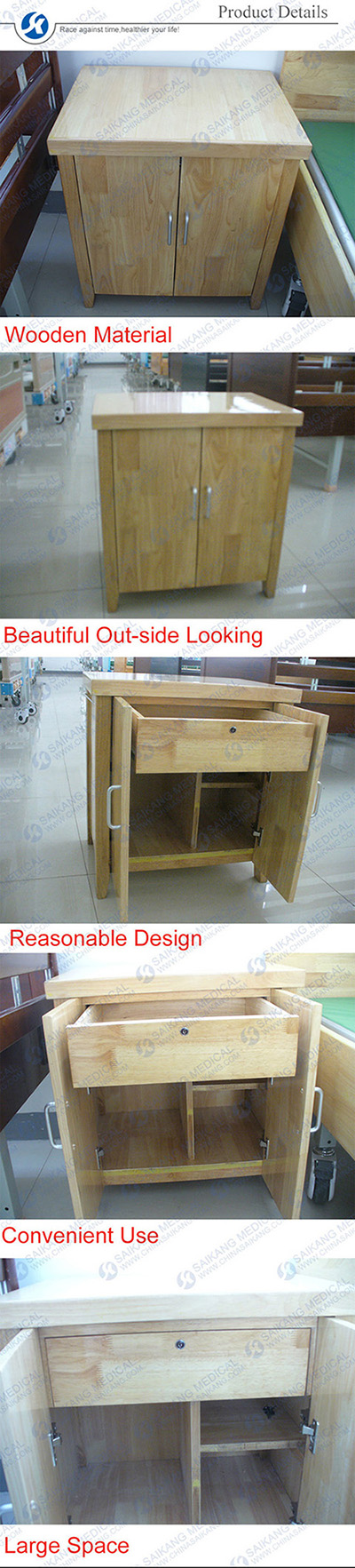 Useful Wooden Hospital Cabinet with Drawers (CE/FDA/ISO)