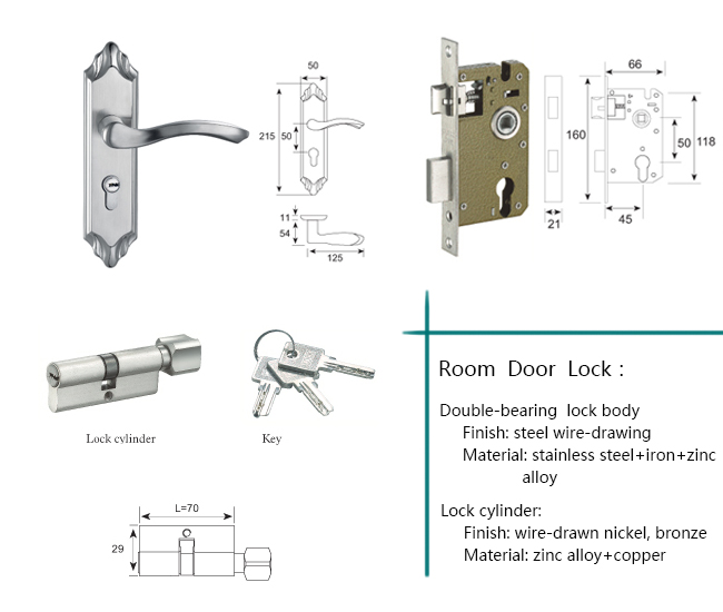 Wooden Door Lock with Stainless Steel Material